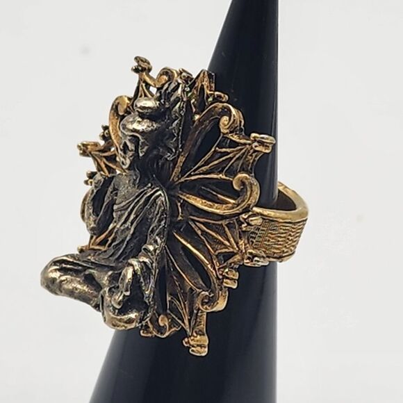 Vintage Mode-Art Gold & Silver Tone Buddha Ring (3) - Picture 3 of 6